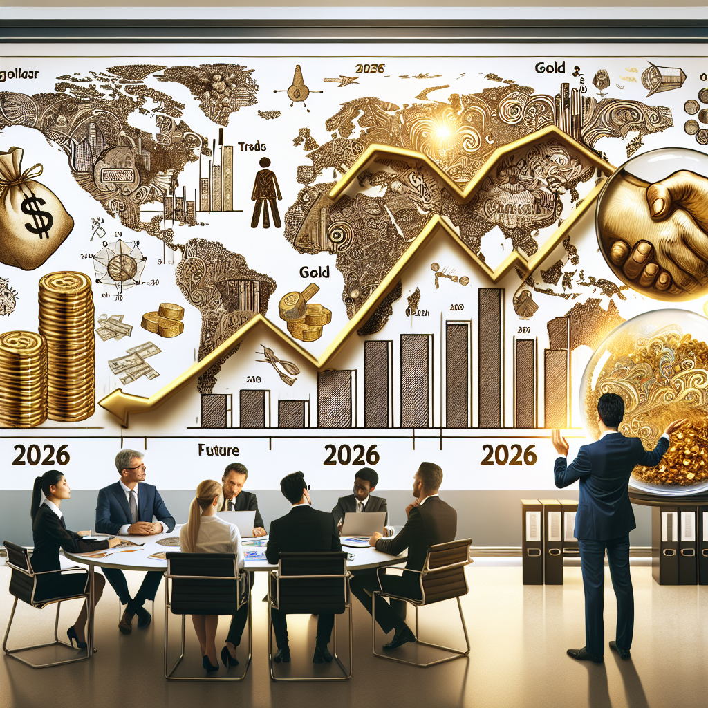 Business professionals discussing gold price forecast 2026 trends and predictions in a modern conference room.